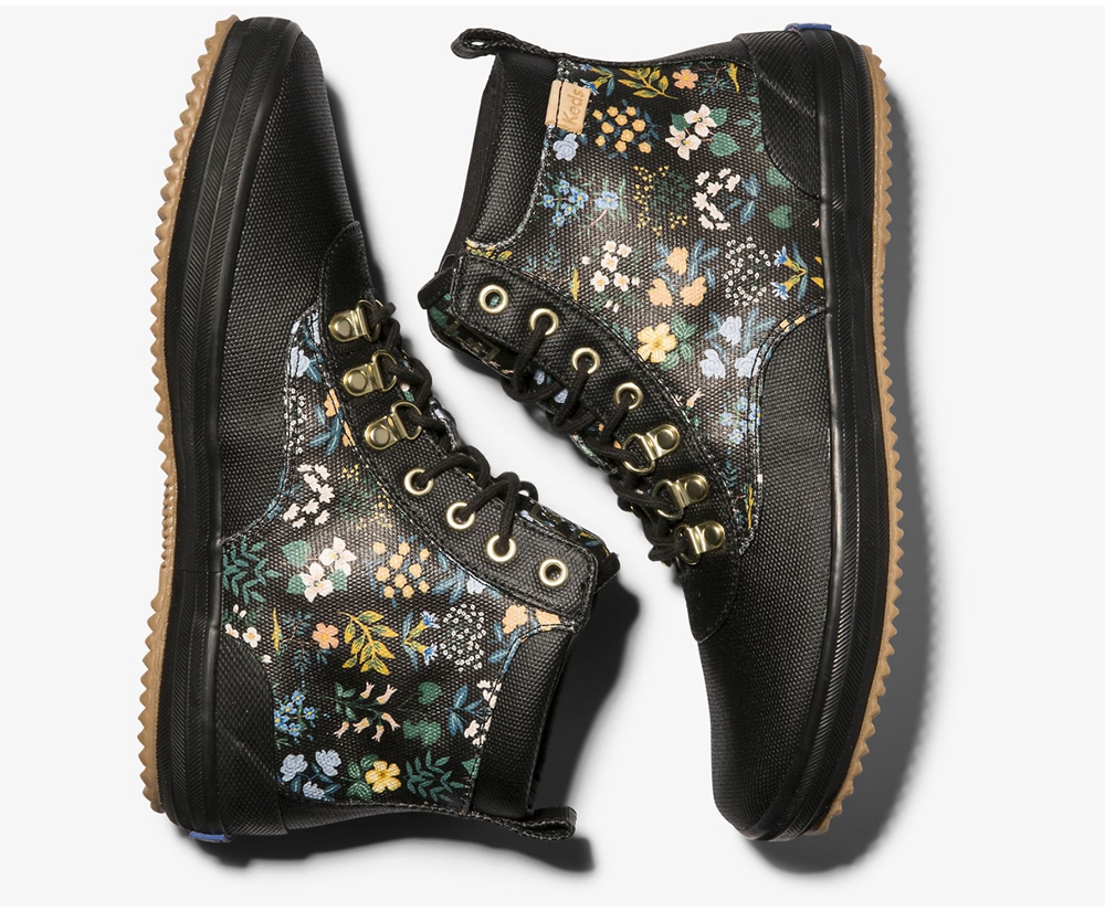 Keds Boots Black - Rifle Paper Co. Scout Water-Resistant Canvas Wildflower - Womens OGZHUR-639